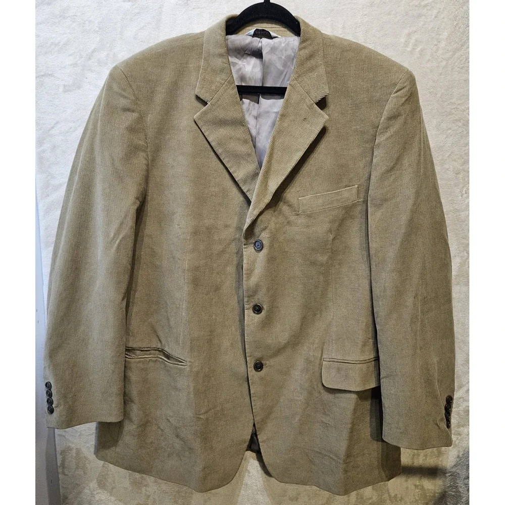 Linea Uomo 48L Tan Corduroy Blazer Sport Coat 3 Button‎ Cotton Long